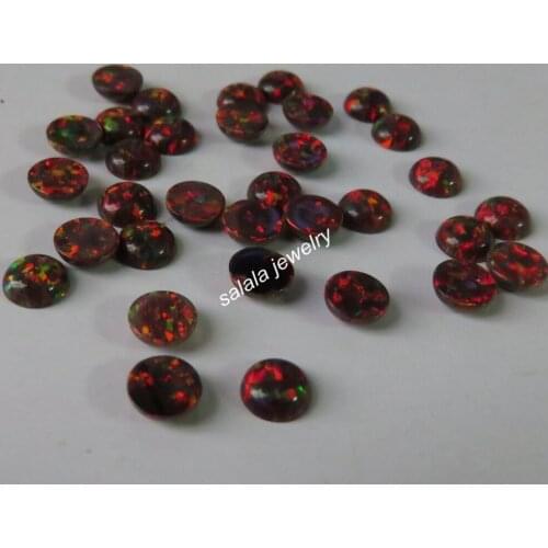 200pcs/lot OP20 Multi Cherry 5mm Round Opal Round Flat Bottom Opal Stone Synthetic Round Cabochon Fire Opal Stone