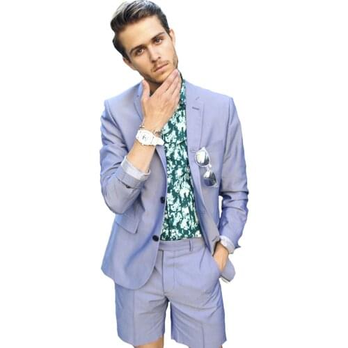 2020 Mens Suit Summer Houndstooth Tweed Blazer Suits Two Pieces Two Button Groom Prom Short Wedding Tuxedos Lapel