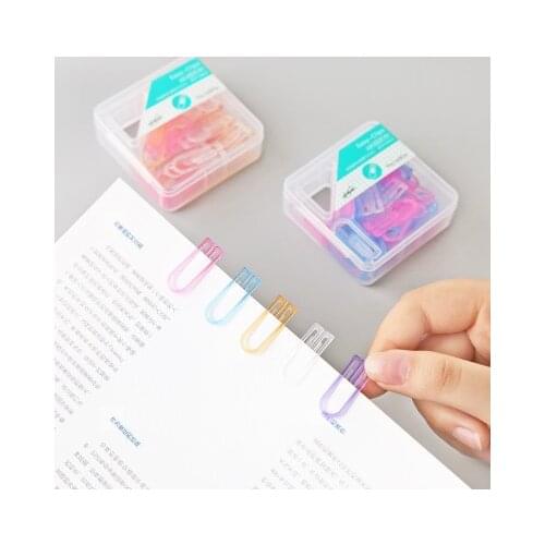 3PCS/LOT Colorful ABS Plastic Paper Clip Creative Portable Office Organizer Paper Clips 60 Clips Per Box