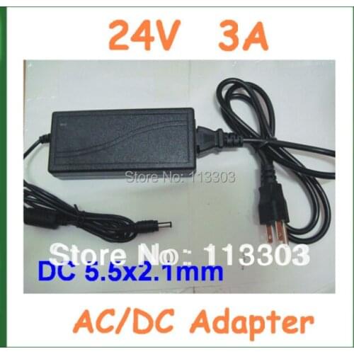 AC DC Power Adapter 24V 3A 72W Power Supply Adapter with EU US AU UK plug AC Cable 5.5x2.1mm / 5.5*2.1mm