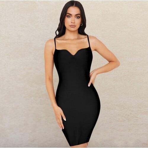 Bandage Dress 2021 Summer Women Black Spaghetti Mini Bodycon Dress Lady Sexy Celebrity Party Dress Birthday Outfit High Quality
