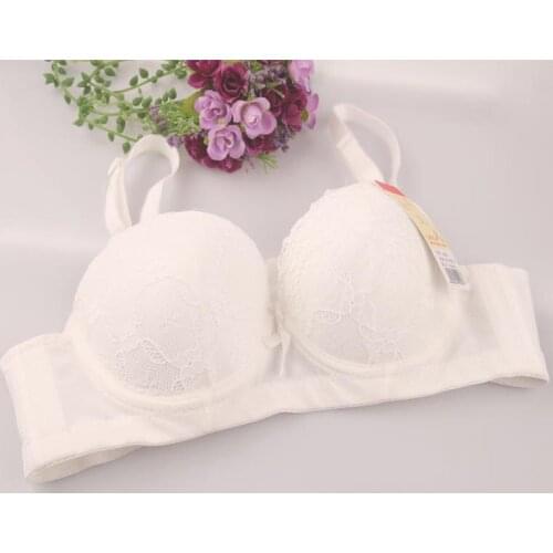 Sexy gathered stereo mode adjustable lace bra cup large size thin section small chest thick underwear free shipping