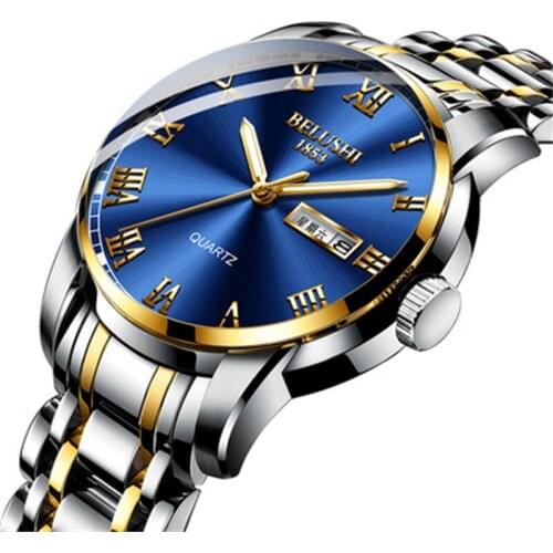 New watch mens quartz watch automatic waterproof stainless steel strap trendy mens watch