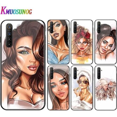 For OPPO A5 A9 2020 F7 Phone Cover Fashion City Girl for OPPO Reno 2 Z 2Z 2F 3 4 Pro 5G Bright Black Phone Case