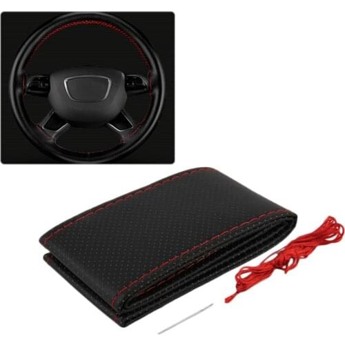 Car Steering Wheel Cover DIY Texture Soft Auto With Needles And Thread Artificial Leather Car Covers Suite Drop Shipping Hot