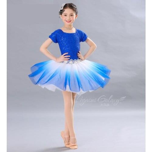 High Childrens Girls' Spring And Summer Ballet Skirt Fluffy Skirt Performance Dress Stage Sequin Short Adult Dress