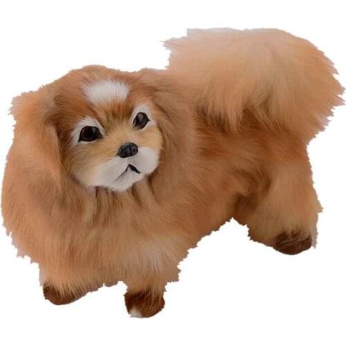 Fancytrader Cuddly Lifelike Animal Pekingese Plush Toy Stuffed Soft Realistic Pomeranian Poodle Toy Pet Dog Decoration Gift