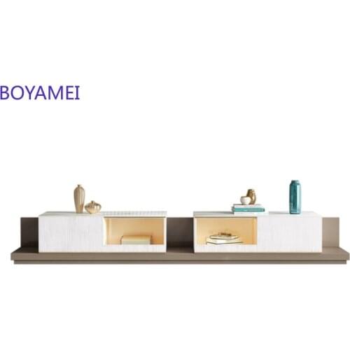 Customized Italian light luxury, modern elliptical rock large and retractable tea table TV cabinet combination