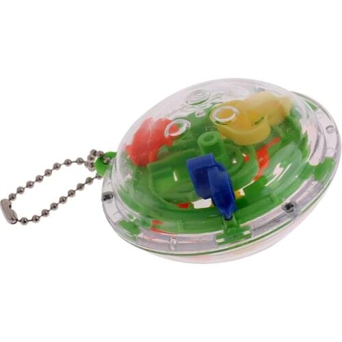 IQ Mind Brain Teaser 3D Maze Ball Labyrinth 36 Barriers Keyring Keychain DIY