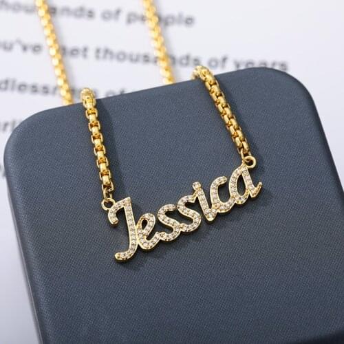 Dainty Crystal Zircon Custom Name Necklaces Personalized Nameplate Jewelry Stainless Steel Word Letter Necklace Best Friend Gift