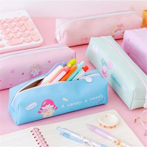Pencil Case Large Estuche Kawaii Stationery Erasers Cute Box School Supplies Paneyelash Case Pencil Purse Leather Trousse A Cray