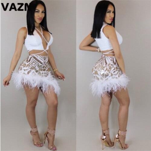 VAZN GMYF19139 Summer V-neck Beach England Style Print Sexy 2019 Set Sleeveless Short Pant 2 Piece Sets Night Club Sets