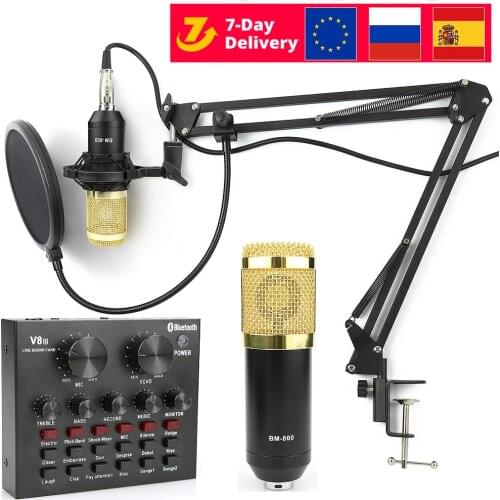 BM 800 Microphone Studio Sound Card Kits bm800 Condenser Microphone PC Mic Podcast Streaming Gaming Karaoke Recording microfone