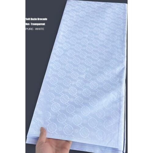 Best Quality 10 Yards Pure White Atiku Lace very Soft Brocade Bazin Riche Fabric 100% Cotton Nigerian Man Woman Sewing Clothes