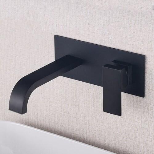 Matt Black Brass Bathroom Basin Faucet Bathroom Washbasin Waterfall Cold And Hot Water Mixer Tap Wall Mounted Chrome/Gun Gray