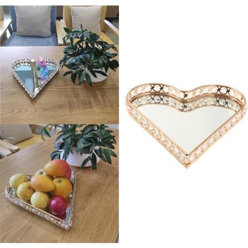 Retro Metal Heart Serving Table Drinks Cradle Tray Vanity Organizer Trays