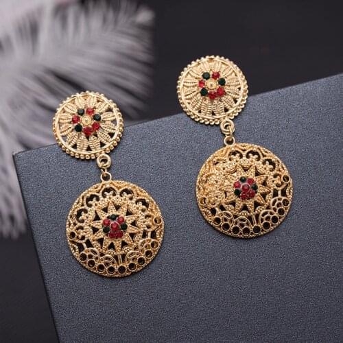 Gold Color Trendy Earrings for Women Girls Jewelry Bead Round Ethiopian Africa Arabia Middle East Earrings Bijoux charms Gift