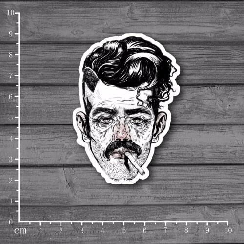 Smoking Punk Bearded Man Laptop Notebook Skin Stationery Sticker Home decor jdm Decal For kid Toy Suitcase Stickers[Single]