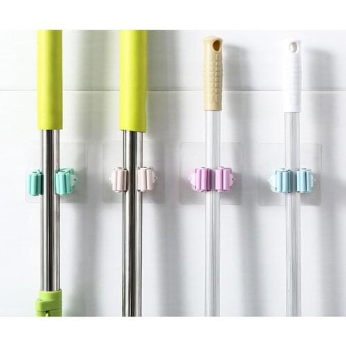 Wall Mounted Mop Organizer Holder Brush Broom Hanger Storage Rack Kitchen Tool Wall Housekeeper Accessory Hanging Pipe Hooks