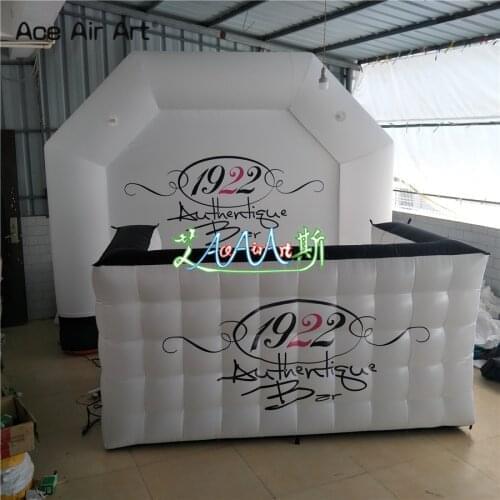 Durable customized inflatable kiosk booth,advertising inflatable bar tent model,arch logo back ground DJ wall with printing