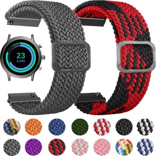 Nylon Elastic Adjust Bands for Fossil Gen 5 Carlyle HR Julianna HR Band for Fossil Sport 43mm / Q Explorist HR Gen 4 Strap 22mm