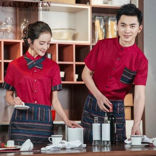 New fashion Restaurant waitress uniforms food service clothing female summer dress work wear restaurant staff uniforms NN0139