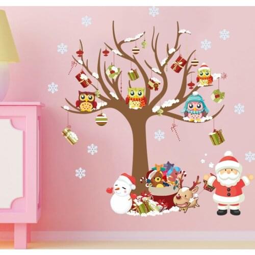 New Year window glass wall sticker Christmas tree Santa Claus DIY snowflake Christmas decoration decals home supplies bedroom