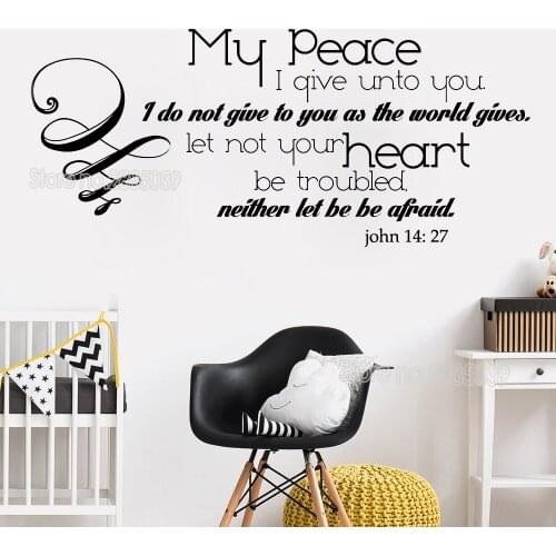 New John 14:27 Quotes Wall Stickers Home Decor My Peace I give to you Scripture Wall Decal Inspirational Saying 3d Posters LC745