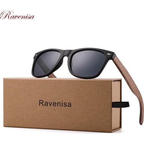 Ravenisa Brand Designer Walnut Wood Mens Mirror Sun Glasses Eyewear Accessories Sunglasses For Women gafas oculos de sol