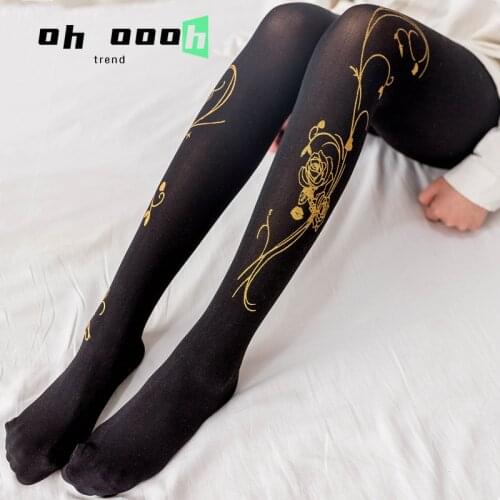 Women 120D Lolita Rose Cherry Cross Bronzing Pantyhose Velvet Soft Girl Stockings Cosplay Body Stockings Tights Kawaii 1 Pairs