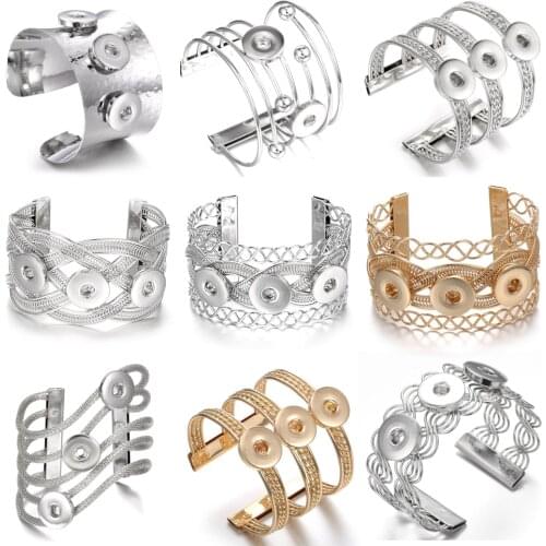 Wholesale Snap Bracelet Vintage Metal 18mm Snap Button Bracelet Bangle Fit Snaps Buttons Jewelry DIY Charm Bracelet