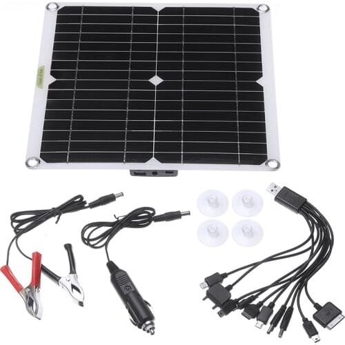 Pohiks Flexible Solar Charger 80W 18V Monocrystalline Solar Panel Led Light RV Battery Boat Waterproof Outdoor Charger