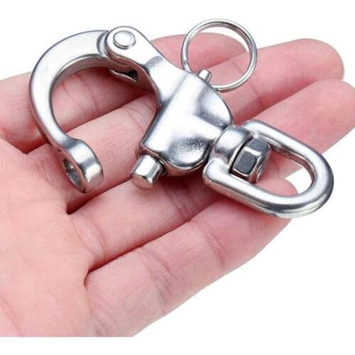 1pcs Stainless Steel Rotary Spring Hook Quick Release Boat Chain Eye Shackle Swivel Bracket Snap Hardware Tool 70mm Metalworking