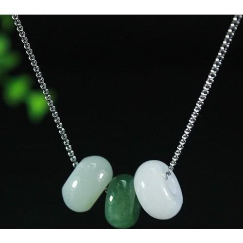 Natural Emerald Lucky button Pendant Earrings Charm Jewellery Fashion Accessories DIY Hand-Carved Woman Luck Amulet Gifts