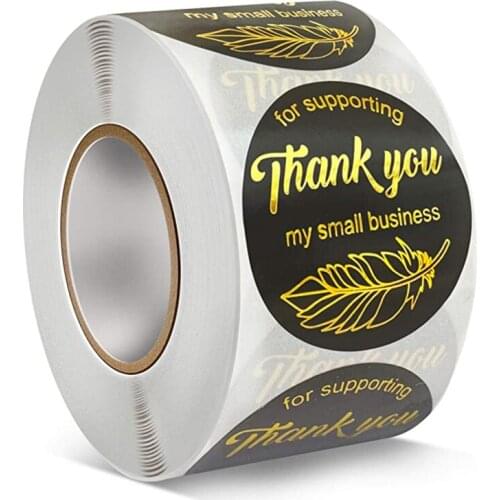 THANK YOU Hot Stamping Pink Round Handmade Label Diy Sticker Label Masking Tape Gloss Stickers High Quality Exquisite Sticker