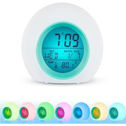 LED Digital Alarm Clock Sunrise Wake Up Light Simulation Bedside Lamp Night Light Clock with Temperature Display & Sound J30