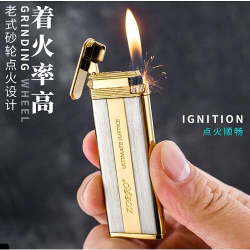 Zorro Grinding Wheel Ignition Compact Portable Thin Inflatable Lighter