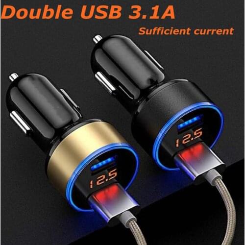 DC 12-24V 3.1A Quick Charge Universal Dual USB Fast Charging LED Display For iPhone Samsung Xiaomi In Car