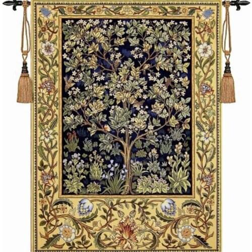 William morris blue tree of life 140*107cm antique textile decorative Belgiu wall hanging tapestry for home decorative tapestry