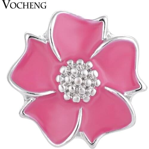 Vocheng Ginger Snaps 4 Colors 18mm Hand Painted Flower Charms Alloy Charms Vn-1326