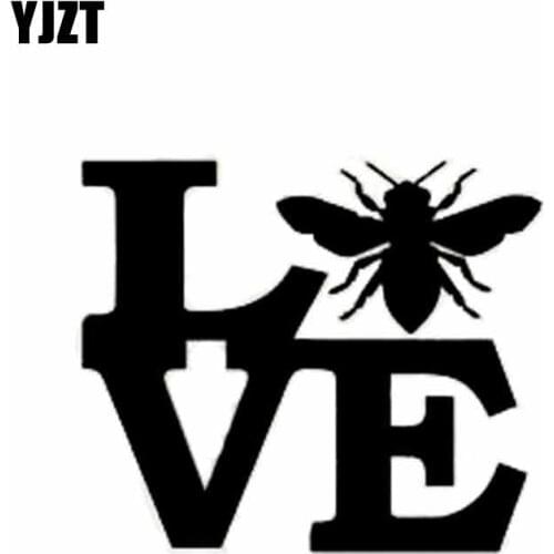 YJZT 13CM*11CM Honeybee Love Sticker Beekeeper Decal Vinyl Car Slicker Decal Black/Silver C19-0005