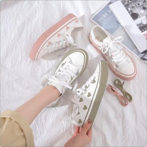 Summer white canvas shoes student college style mori female Korean version new kawaii shoes cosplay loli daily single shoes