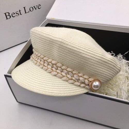 The new spring and summer small fragrant rice visor for women white beret navy cap short brim hat ins tide
