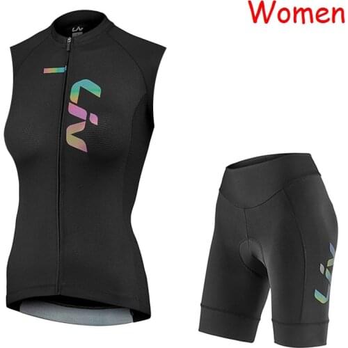 2021 Womens Cycling Sleeveless Jersey Shorts Set Bike Uniform Summer Bicycle Outfits MTB Bicycle Wear Breathable Cycling Clothes