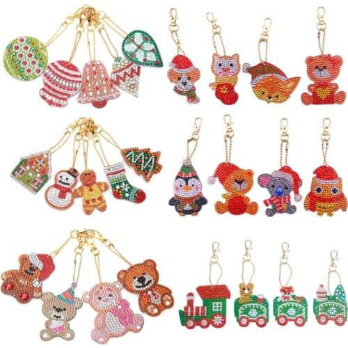 1/4/5Pcs DIY Diamond Painting Keychains Full Drill Special Shaped Diamond Keychains for Women Kids Christmas Gifts
