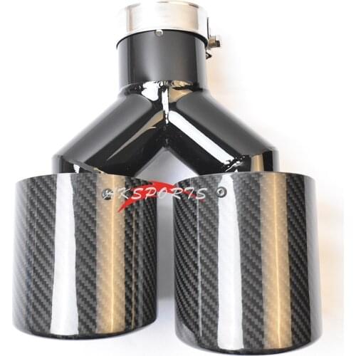 1PC Left Side Y Style Rolled Twill Carbon Fiber Exhaust Tip Bright Black Color Exhaust Pipe Muffle For BME f30