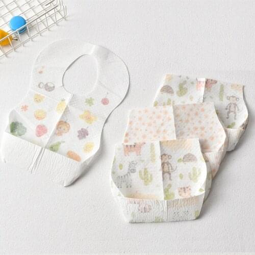 10pcs/lot Sterile Disposable Bibs Children Baby Waterproof Eat Bibs With Pocket Q1FE