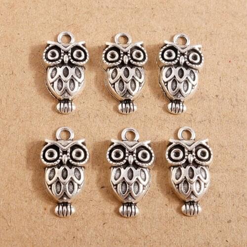 10pcs Tibetan Silver Owl Charms Animals Pendants DIY Handmade for Ethnic Necklace Jewelry Making 13*23mm Accessories