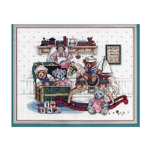 11/14/16/18/22/25/28CT choose color Lovely Counted Cross Stitch Kit Cuddly Bear Bunch I Love Bears dim 03783 3783