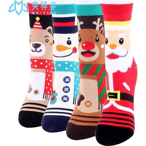 12 Pairs Per Set Autumn/Winter New Korean Jacquard Cartoon Christmas Sock Cute Elk Socks Gift